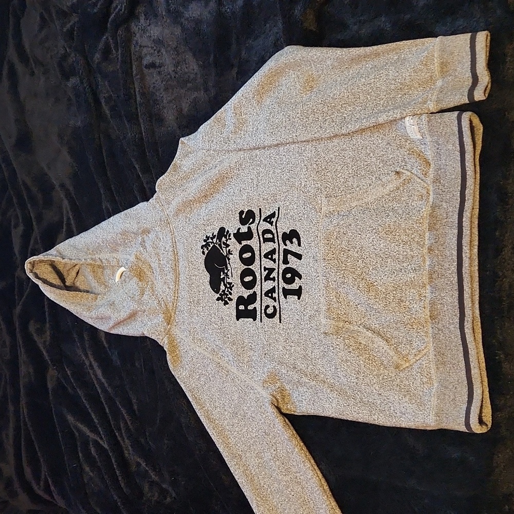Roots Canada Cabin Salt And Pepper Pullover Hoodie Sweater Grey And Black